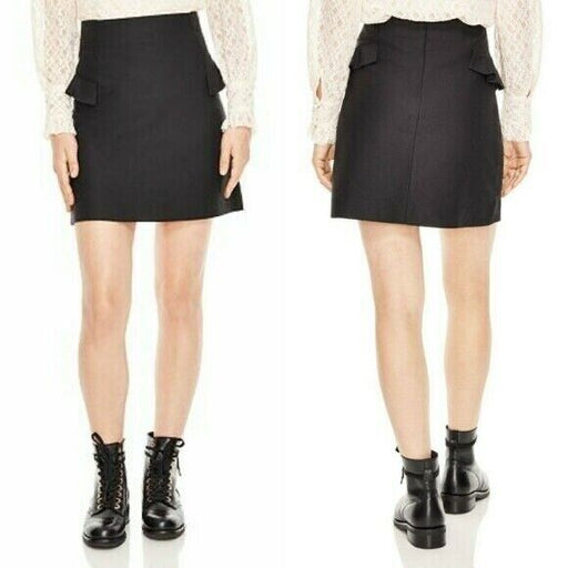 Sandro Oro Ruffled A-line Mini Skirt in black size 1