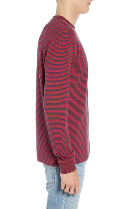 RVCA Men's Long Sleeve T-Shirt In Pompei Red Stripe Size M