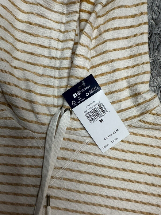 Women's Chaps Striped Drawstring Kangaroo Pocket Long Sleeve  Hoodie Sz M golden