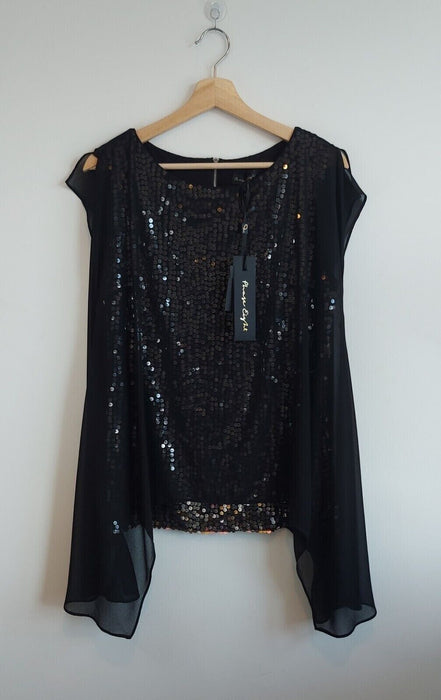 Phase Eight Women' Delilah Double Layer Sequin Blouse Black Size 4 US (8UK) $169