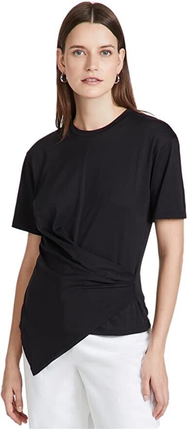 Theory Drape Tee Front Ruched In Black Size P
