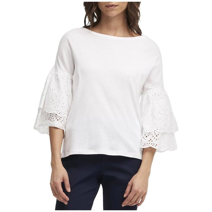 DKNY Women's Navy Blue Bell Sleeves Eyelet Lace Top size XL