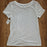 Susina Women's Ruched Burnout T-Shirt Round Neck In White Snow Size S
