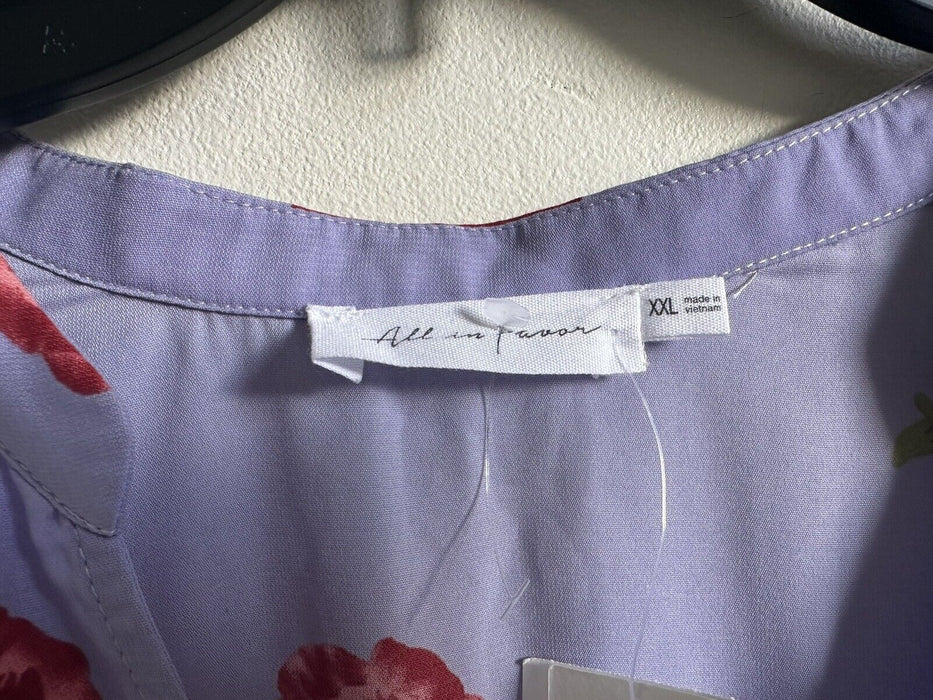 All in Favor women's faux wrap Purple floral long sleeve dress size XXL