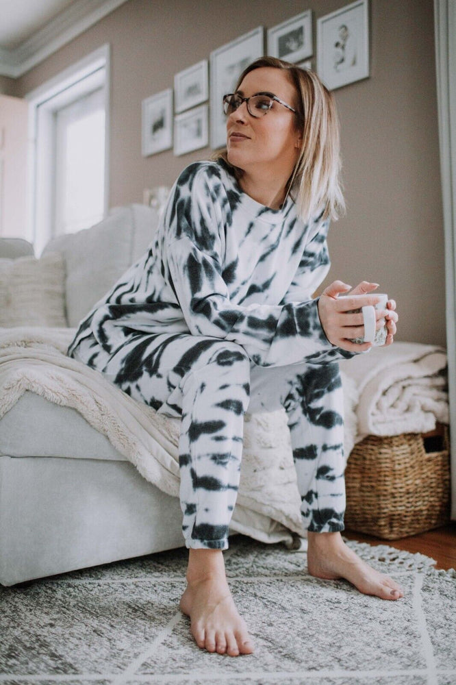 Zella Coastal Crewneck Sweatshirt In Tie Dye Black Size M