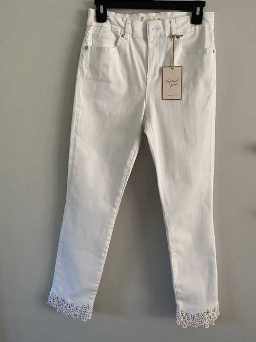 Ted Baker Jeans White Applique Hem Detail Skinny Lillya Women Size 26