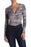 Socialite Women's Split V-Neck Waffle Knit Bodysuit Charcoal Camo Size Small