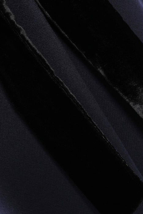 Sandro Women's Wool Blend Peak Lapel Velvet Tie Coat Navy Size 4 US / 36 FR $910