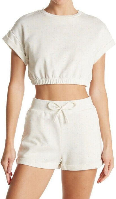 Elodie Confetti Crop Knit Sweater Ecru Size L