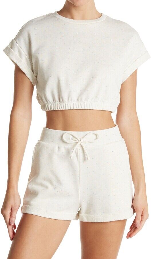 Elodie Confetti Crop Knit Sweater Ecru Size L