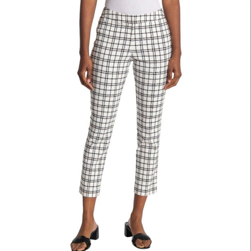 AMANDA + CHELSEA NEW $98 Slim Ankle Pant Black Ivory Windowpane Size 12P
