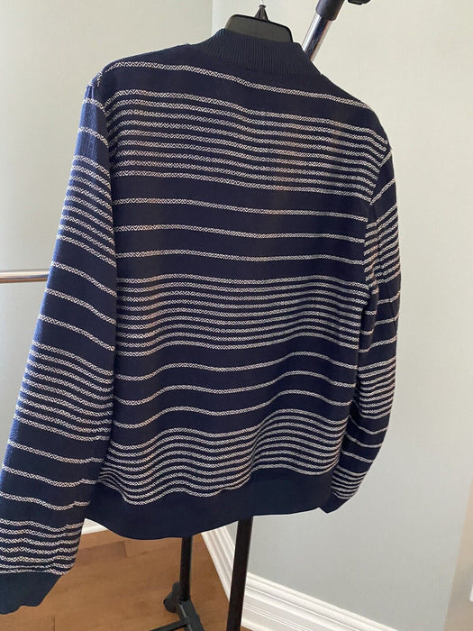 Scotch & Soda Men's Knit Bomber Jacket Full Zip 148697 Navy White Size L $319