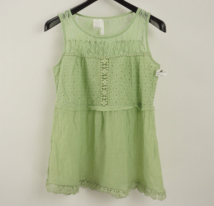 Forgotten Grace Crochet Lace Sleeveless Blouse Green Size M
