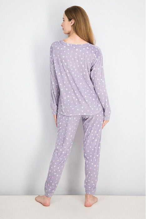 Kensie Velour Purple Heart Soft Cozy Lounge Top Pajama Long Sleeve Medium