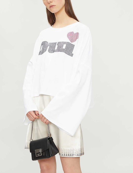 The Kooples Long-Sleeve Cotton Tee Jersey And Oui In White Size 2 M