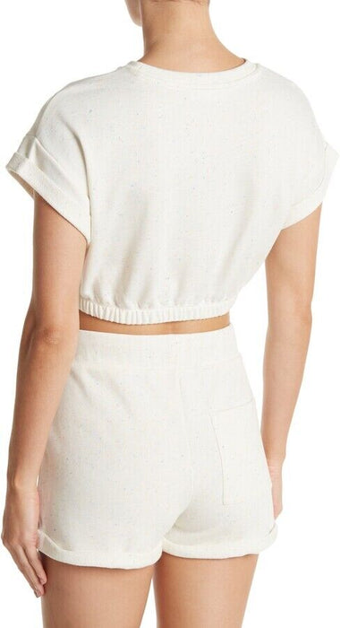 Elodie Confetti Crop Knit Sweater Ecru Size L