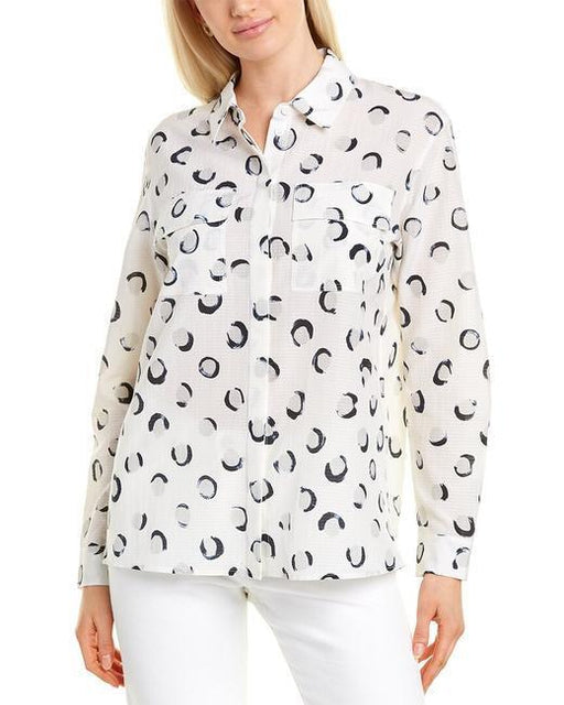 Lafayette 148 New York Zora Silk & Wool-Blend Blouse Size L $598