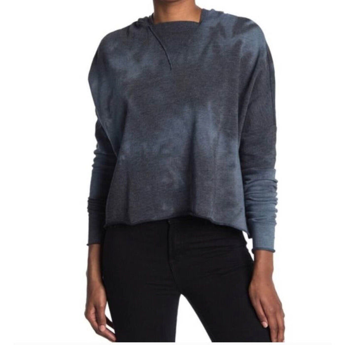 Abound Women's Hi-Low Lightweight Long Sleeve Hoodie in black grey tie dye M
