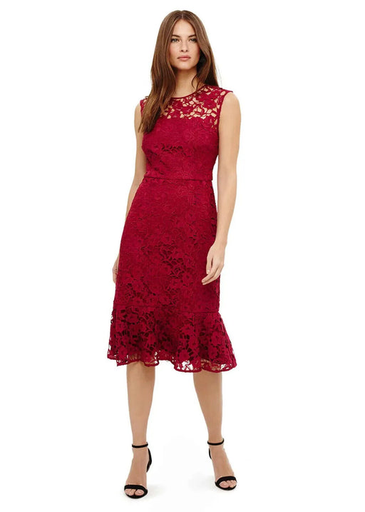 Phase Eight Women's Sabby Lace Sleeveless Dress In Magenta Size 12US fits bigger