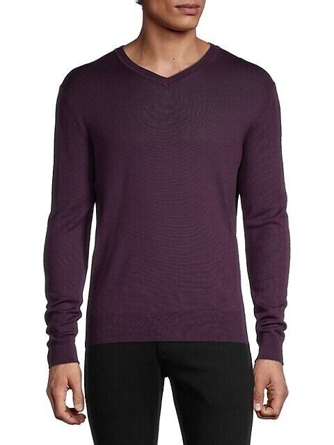 Black Brown 1826 Extra Fine Merino Wool Sweater In Purple Size M fits as S NWT