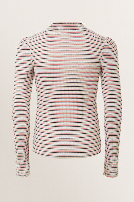 Seed Heritage Teen Rib Tee-shirt à manches longues rose/blanc/noir/sable rayé taille 12