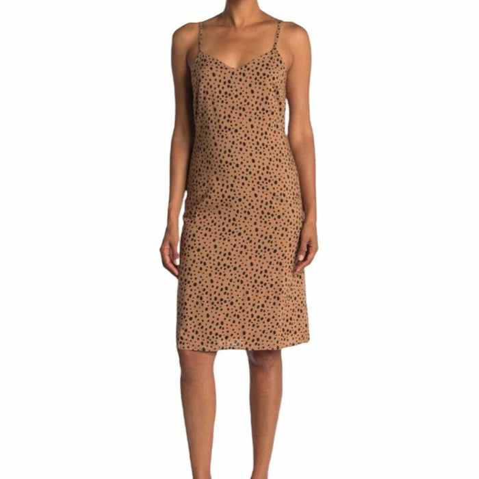 ABOUND V-Neck Slip Dress In Tan Leopard size S