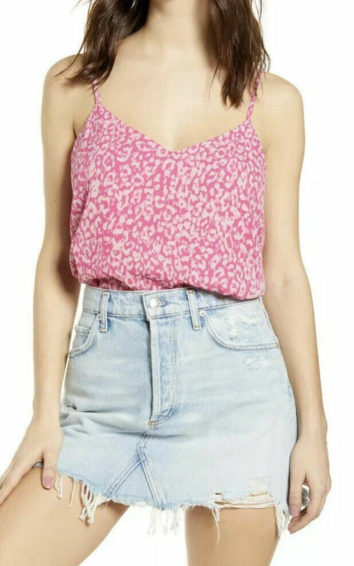 Leith Nordstrom Pink Leopard V Neck Camisole Lined Cami Tank Top Size S