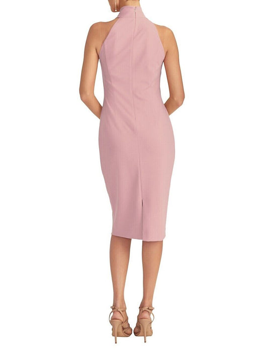 RACHEL ROY Assymetrical Halter Sheath Crepe Dress - MSRP $110 in pink