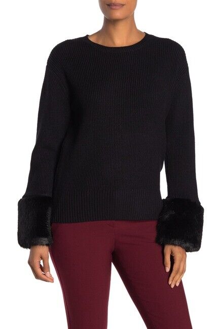 Love Token women's l Faux Fur Cuff Knit long sleeve Sweater Wine Size L $139
