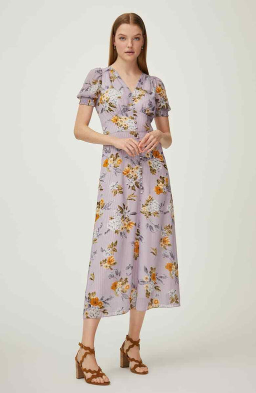 Chelsea28 V-Neck Floral Midi Dress Purple Size XXL $180