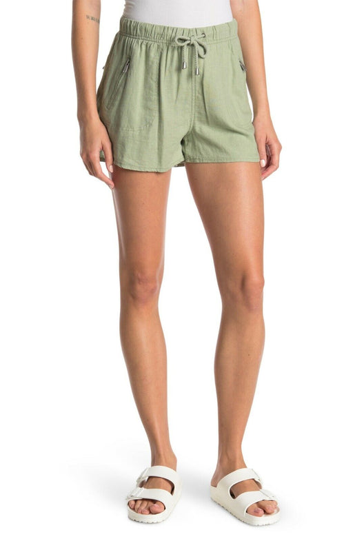 BlankNYC Linen Blend Drawstring Shorts In Moss Green Size 32 $78