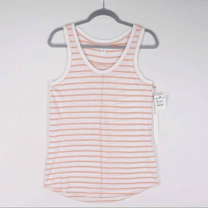Caslon Josephine Stripe Tank Top Front Seam Women's Size S White Coral NWT