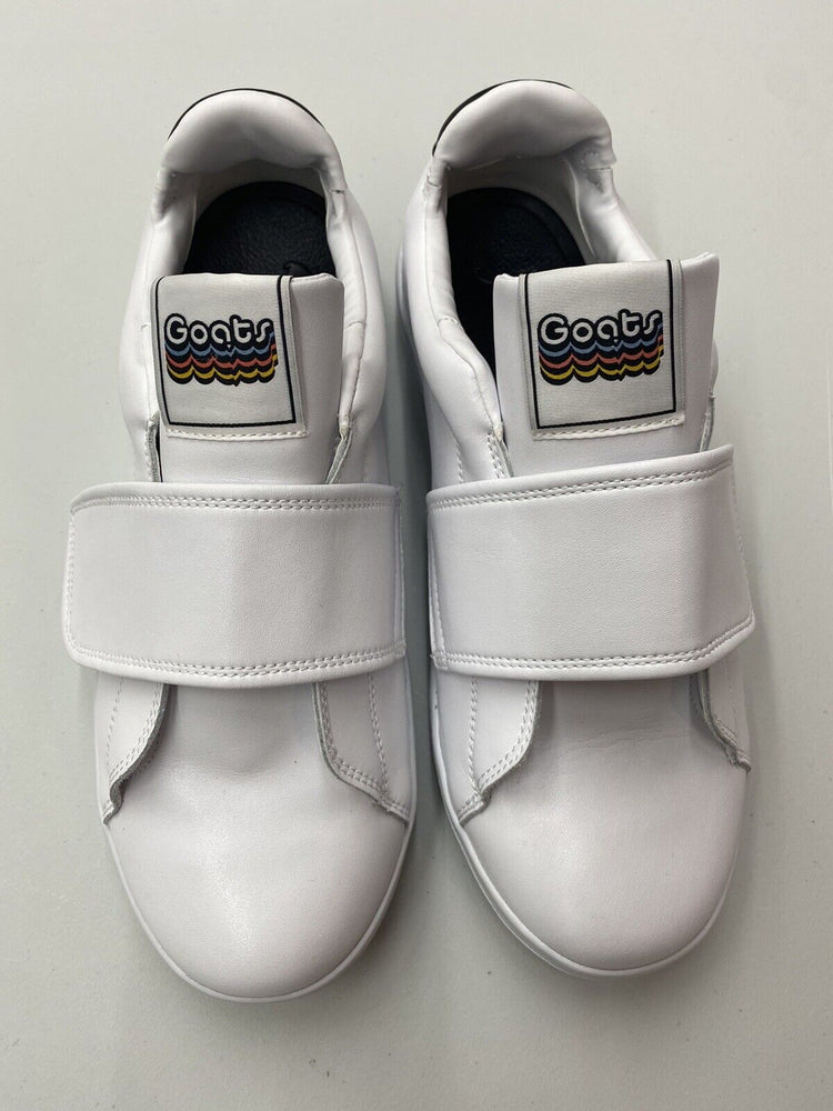 GOATS Mens sneakers Size 9 White Hook And Loop Closure Leather Uppers NWOB
