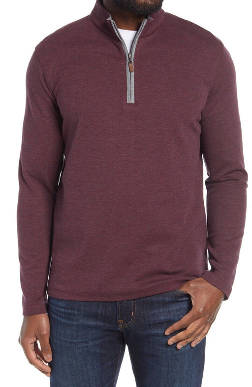 Mizzen + Main Fairway Mens Heather Burgundy 1/4 Zip Pullover Sweater XXL