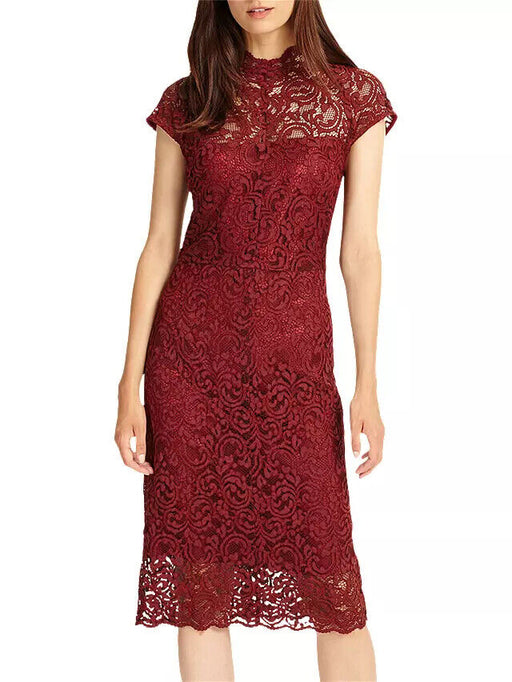 Phase Eight Women's Becky Sleeveless Lace Dress In Claret Red Size 12 US (16UK)