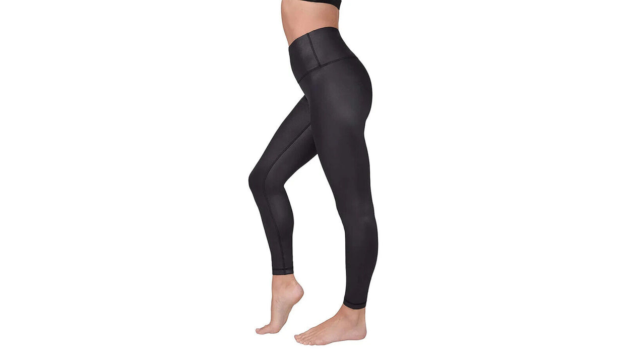 90 Degree By Reflex High Shine Eco Rib High Rise Leggings Black Size S