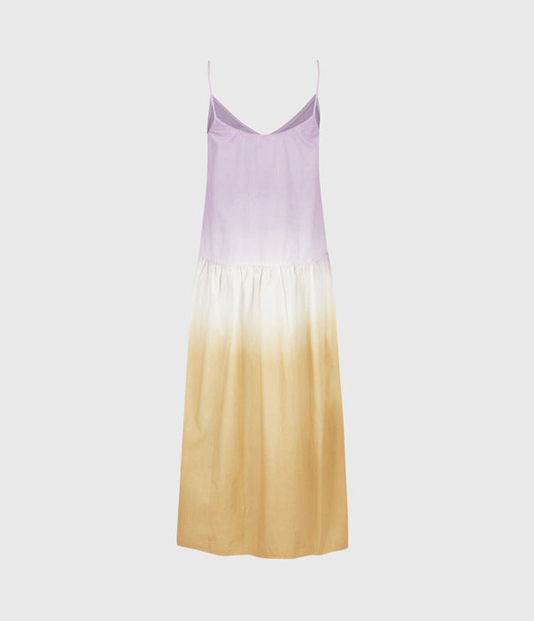 AllSaints Caro Dipdye Lilac Camel Midi Dress Women's Size 6 US $215