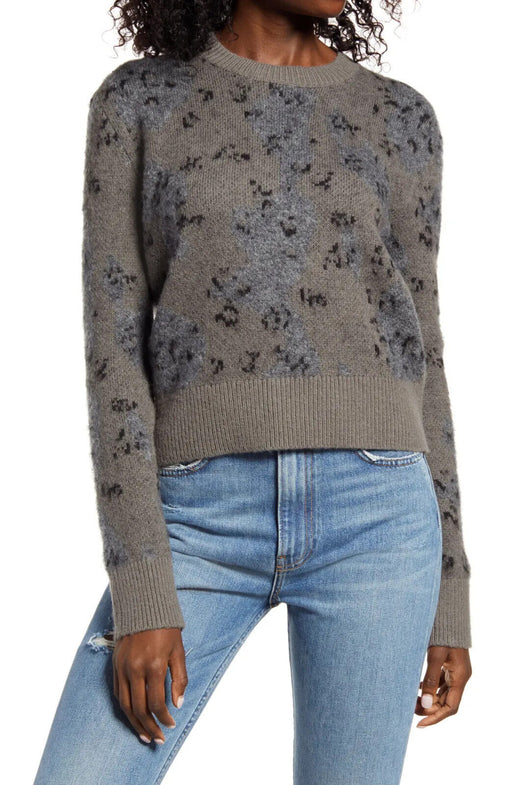 AllSaints Women's Asko Camo Jumper in Grey/Khaki Green Sweater Size XS $198