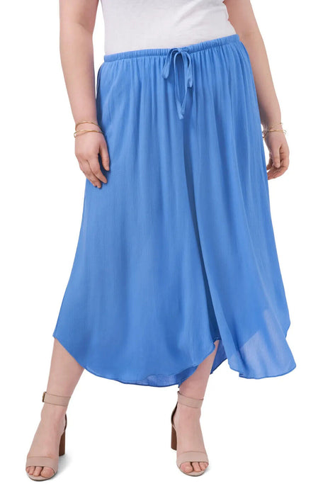 1.State Drawstring Wide Leg Pants Asymmetrical Hems In Iris Blue Plus Size 1X