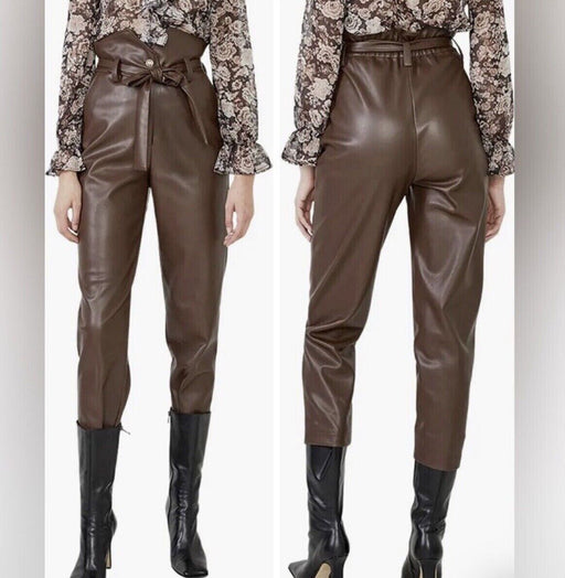 Bardot women's  Debbie PU Vegan Leather Very Soft Pant Chocolate in  Size 2