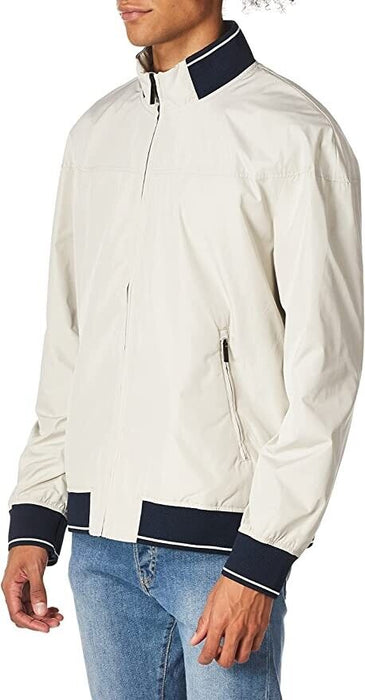 Perry Ellis Men's Lightweight Long Sleeve Harrington Jacket In Stone Size S $175