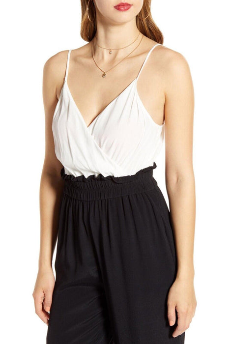 LEITH Surplice Paperboy Black white combo sleeveless Jumpsuit plus size 4X $69