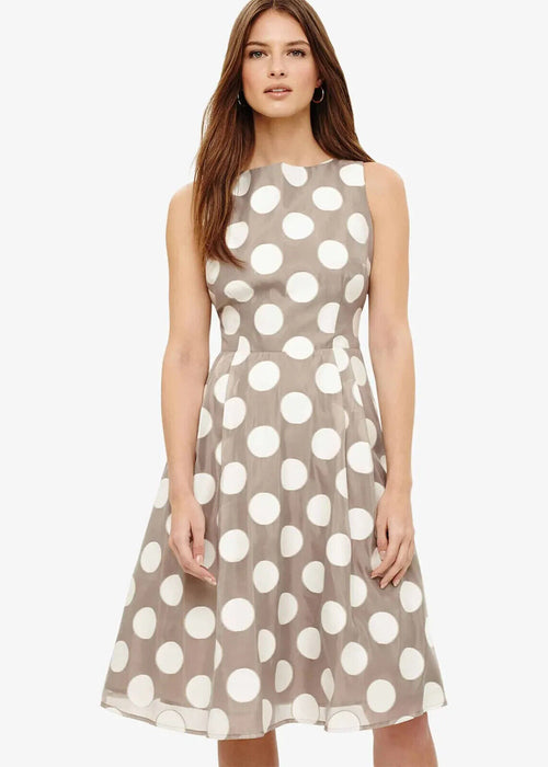 Phase Eight Women's Hayley Spot Fit-And-Flare Dress Praline Size 14US 18UK $319