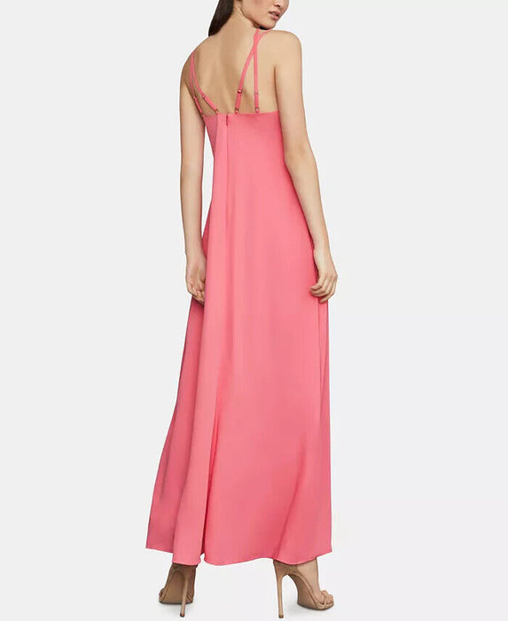 BCBGMAXAZRIA Women's Cut Out Maxi Dress With Side Slit In Pink Coral Size L $328
