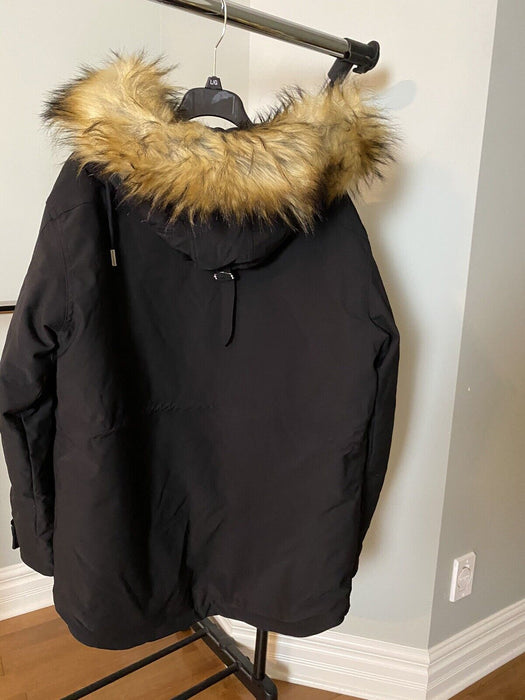 The Kopples Cotton Parka With Faux Fur Collar Black Size 2 Fits As Large $725
