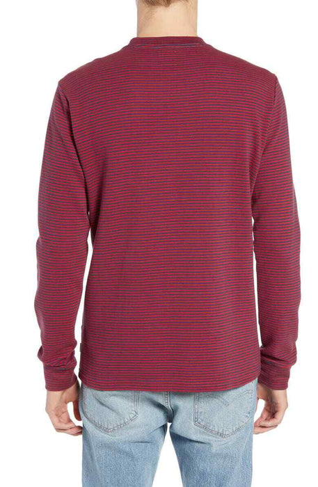 RVCA Men's Long Sleeve T-Shirt In Pompei Red Stripe Size M