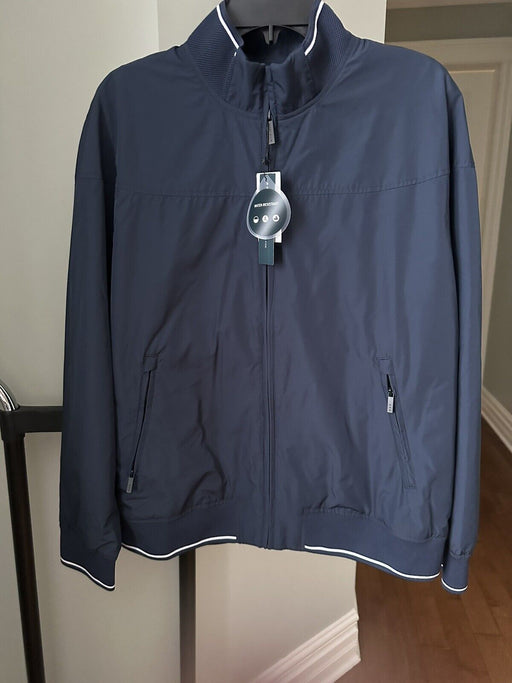 Perry Ellis Men's Lightweight Long Sleeve Harrington Jacket in Navy Size L $175