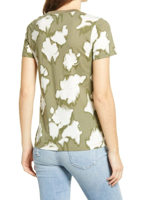 Halogen Olive Branch Fiona Floral Camo Tee Top in Olive Size M
