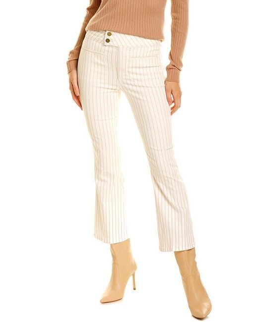 Frame Denim Le Hardy Crop Flare Leg Jeans Delicate Khaki Stripe White 29 $258
