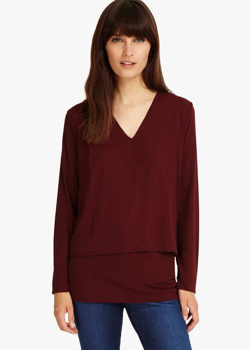 Phase Eight Dee Double Layer Long Sleeve Top In Brick Red Size 12 US 16 UK $90